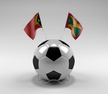 Doğu Timor - Grenada Futbol Bayrakları, Beyaz Arkaplan - 3D Render