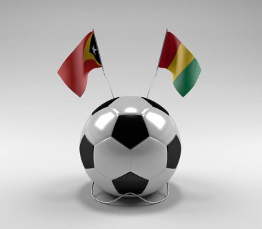 Doğu Timor - Gine Futbol Bayrakları, Beyaz Arkaplan - 3D Render