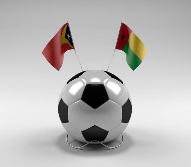 Doğu Timor - Gine-Bissau Futbol Bayrakları, Beyaz Arkaplan - 3D Render