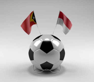 Doğu Timor - Endonezya Futbol Bayrakları, Beyaz Arkaplan - 3D Render