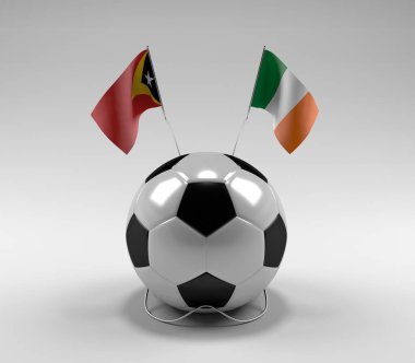 Doğu Timor - İrlanda Futbol Bayrakları, Beyaz Arkaplan - 3D Render