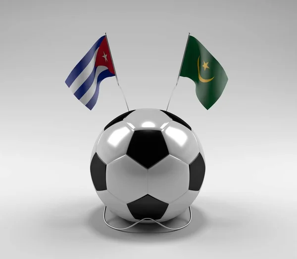 Cuba Mauritania Football Flags White Background Render — Stock Photo, Image