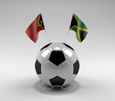 Doğu Timor - Jamaika Futbol Bayrakları, Beyaz Arkaplan - 3D Render