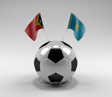 Doğu Timor - Kazakistan Futbol Bayrakları, Beyaz Arkaplan - 3D Render