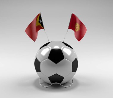 Doğu-Timor - Kırgızistan Futbol Bayrakları, Beyaz Arkaplan - 3D Render