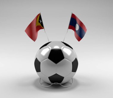 Doğu Timor - Laos Futbol Bayrakları, Beyaz Arkaplan - 3D Render
