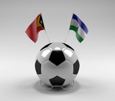 Doğu Timor - Lesotho Futbol Bayrakları, Beyaz Arkaplan - 3D Render