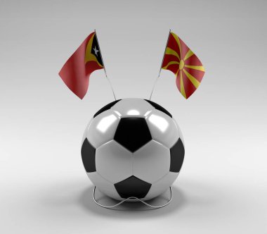 Doğu Timor - Makedonya Futbol Bayrakları, Beyaz Arkaplan - 3D Render