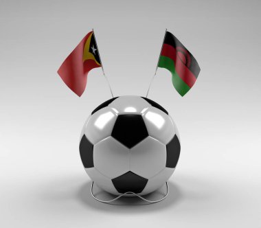 Doğu Timor - Malawi Futbol Bayrakları, Beyaz Arkaplan - 3D Render