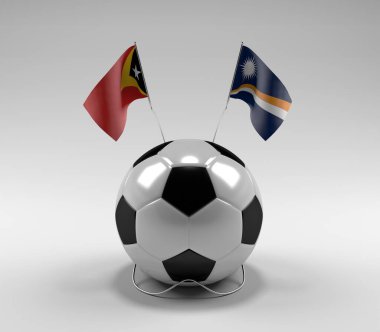 Doğu Timor - Marshall Adaları Futbol Bayrakları, Beyaz Arkaplan - 3D Render