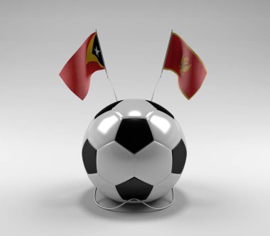 Doğu Timor - Karadağ Futbol Bayrakları, Beyaz Arkaplan - 3D Render