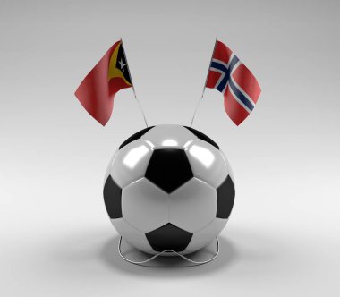 Doğu Timor - Norveç Futbol Bayrakları, Beyaz Arkaplan - 3D Render
