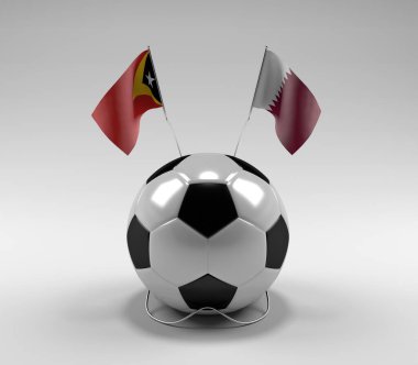 Doğu Timor - Katar Futbol Bayrakları, Beyaz Arkaplan - 3D Render