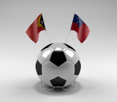 Doğu Timor - Samoa Futbol Bayrakları, Beyaz Arkaplan - 3D Render