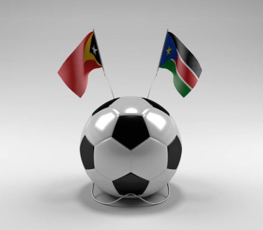 Doğu-Timor - Güney-Sudan Futbol Bayrakları, Beyaz Arkaplan - 3D Render