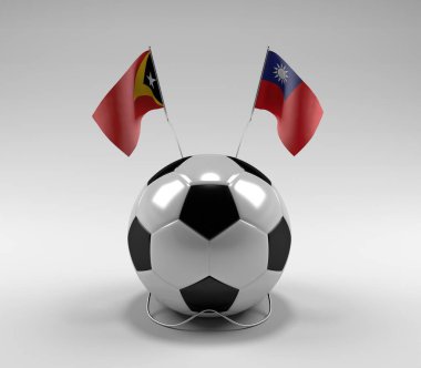 Doğu Timor - Tayvan Futbol Bayrakları, Beyaz Arkaplan - 3D Render