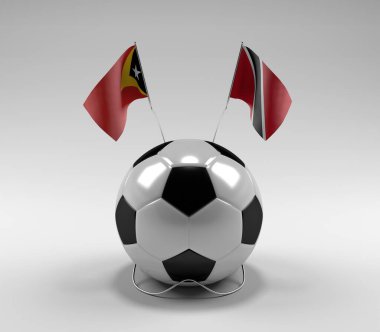 Doğu-Timor - Trinidad-and-Tobago Futbol Bayrakları, Beyaz Arkaplan - 3D Render