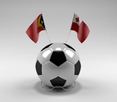 Doğu Timor - Tonga Futbol Bayrakları, Beyaz Arkaplan - 3D Render