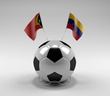 Doğu Timor - Venezuela Futbol Bayrakları, Beyaz Arkaplan - 3D Render