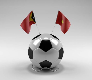 Doğu Timor - Vietnam Futbol Bayrakları, Beyaz Arkaplan - 3D Render