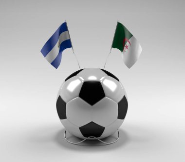 El-Salvador - Cezayir Futbol Bayrakları, Beyaz Arkaplan - 3D Render