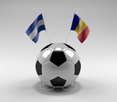 El-Salvador - Andorra Futbol Bayrakları, Beyaz Arkaplan - 3D Render
