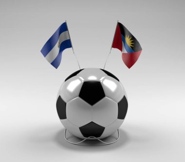 El-Salvador - Antigua-and-Barbuda Futbol Bayrakları, Beyaz Arkaplan - 3D Render