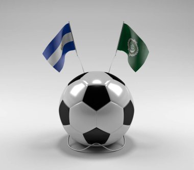 El-Salvador - Arap Ligi Futbol Bayrakları, Beyaz Arkaplan - 3D Render