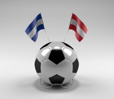 El-Salvador - Avusturya Futbol Bayrakları, Beyaz Arkaplan - 3D Render