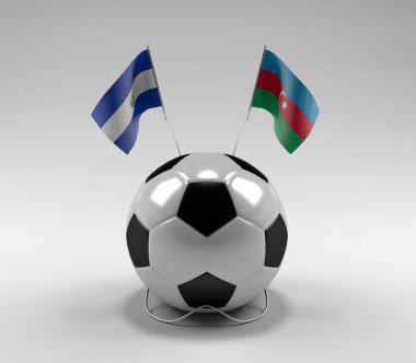 El-Salvador - Azerbaycan Futbol Bayrakları, Beyaz Arkaplan - 3D Render