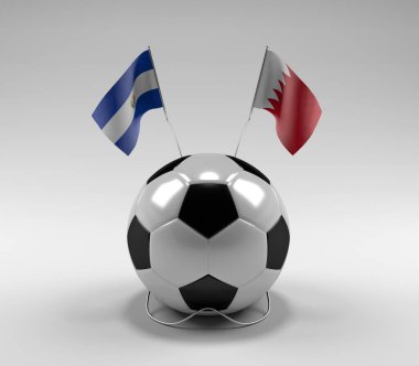 El-Salvador - Bahreyn Futbol Bayrakları, Beyaz Arkaplan - 3D Render