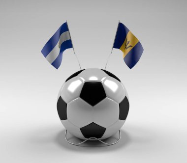 El-Salvador - Barbados Futbol Bayrakları, Beyaz Arkaplan - 3D Render