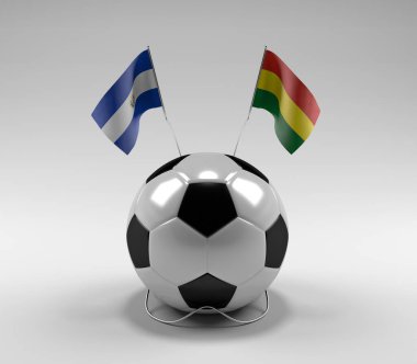 El-Salvador - Bolivya Futbol Bayrakları, Beyaz Arkaplan - 3D Render