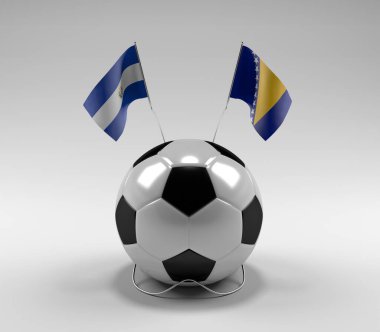 El-Salvador - Bosna-Hersek Futbol Bayrakları, Beyaz Arkaplan - 3D Hazırlama