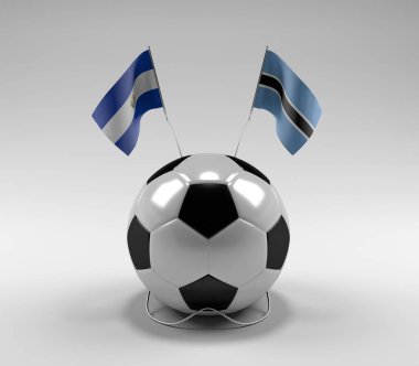 El-Salvador - Botswana Futbol Bayrakları, Beyaz Arkaplan - 3D Render