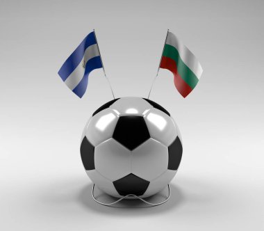 El-Salvador - Bulgaristan Futbol Bayrakları, Beyaz Arkaplan - 3D Render