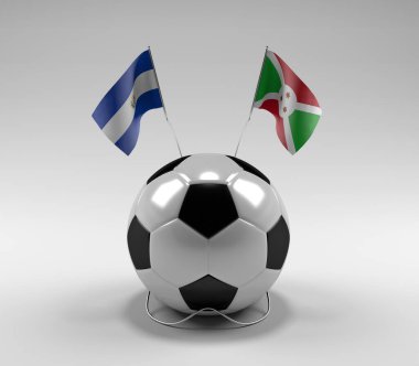 El-Salvador - Burundi Futbol Bayrakları, Beyaz Arkaplan - 3D Render