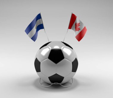 El-Salvador - Kanada Futbol Bayrakları, Beyaz Arkaplan - 3D Render