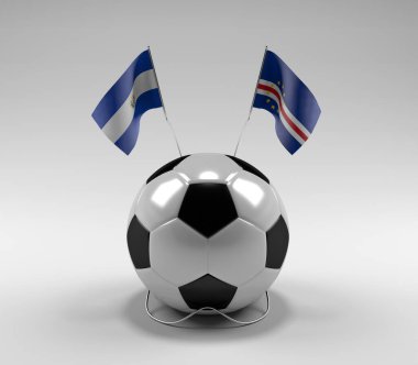 El-Salvador - Cape-Verde Futbol Bayrakları, Beyaz Arkaplan - 3D Render