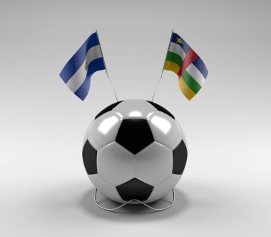 El-Salvador - Orta Afrika Cumhuriyeti Futbol Bayrakları, Beyaz Arkaplan - 3D Render