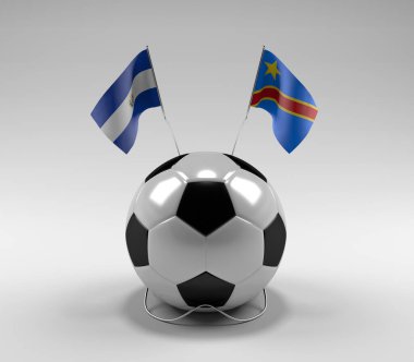 El-Salvador - Kongo Demokratik Cumhuriyeti Futbol Bayrakları, Beyaz Arkaplan - 3D Render