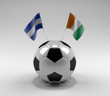 El-Salvador - Cote-D-Fildişi Futbol Bayrakları, Beyaz Arkaplan - 3D Render