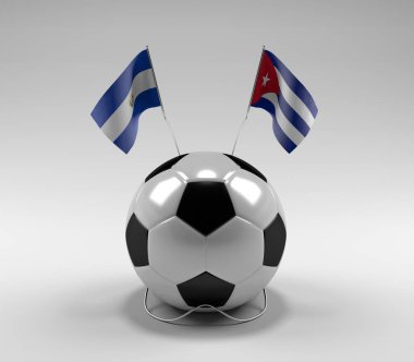 El-Salvador - Küba Futbol Bayrakları, Beyaz Arkaplan - 3D Render