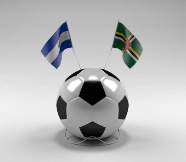 El-Salvador - Dominica Futbol Bayrakları, Beyaz Arkaplan - 3D Render