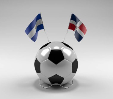 El-Salvador - Dominik Cumhuriyeti Futbol Bayrakları, Beyaz Arkaplan - 3D Render