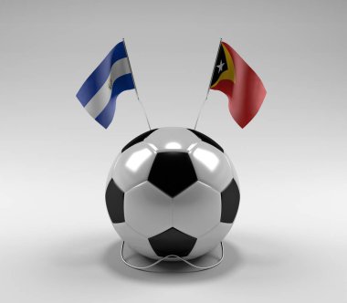 El-Salvador - Doğu Timor Futbol Bayrakları, Beyaz Arkaplan - 3D Render