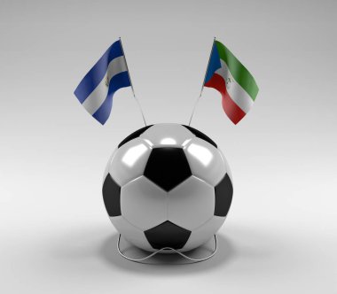 El-Salvador - Ekvator-Gine Futbol Bayrakları, Beyaz Arkaplan - 3D Render