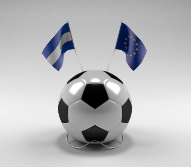 El-Salvador - Avrupa Birliği Futbol Bayrakları, Beyaz Arkaplan - 3D Render