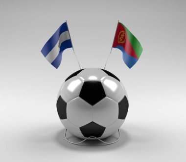 El-Salvador - Eritre Futbol Bayrakları, Beyaz Arkaplan - 3D Render