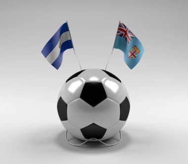 El-Salvador - Fiji Futbol Bayrakları, Beyaz Arkaplan - 3D Render